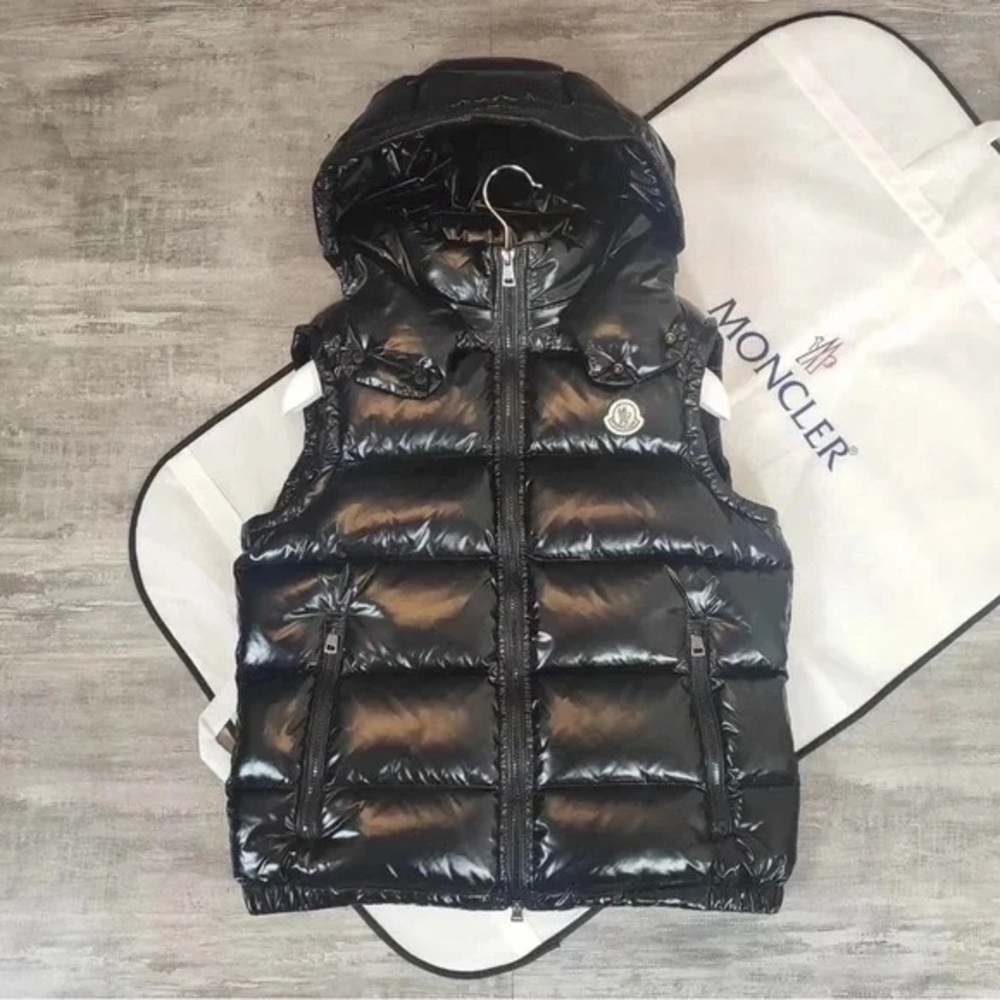 Moncler Shiny Black Hooded Vest - Picture 5 of 5